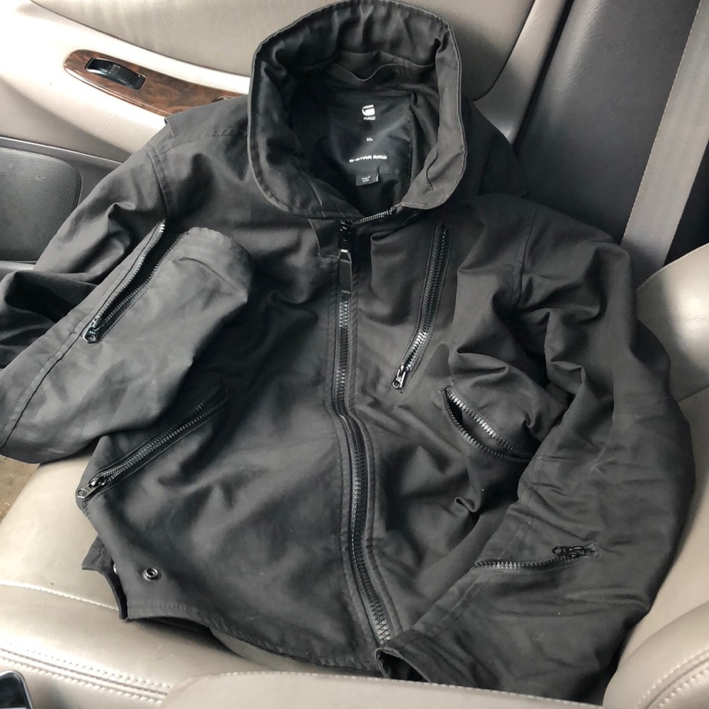 G-Raw Jacket With Crazy Zippers And Zip-Away Hood